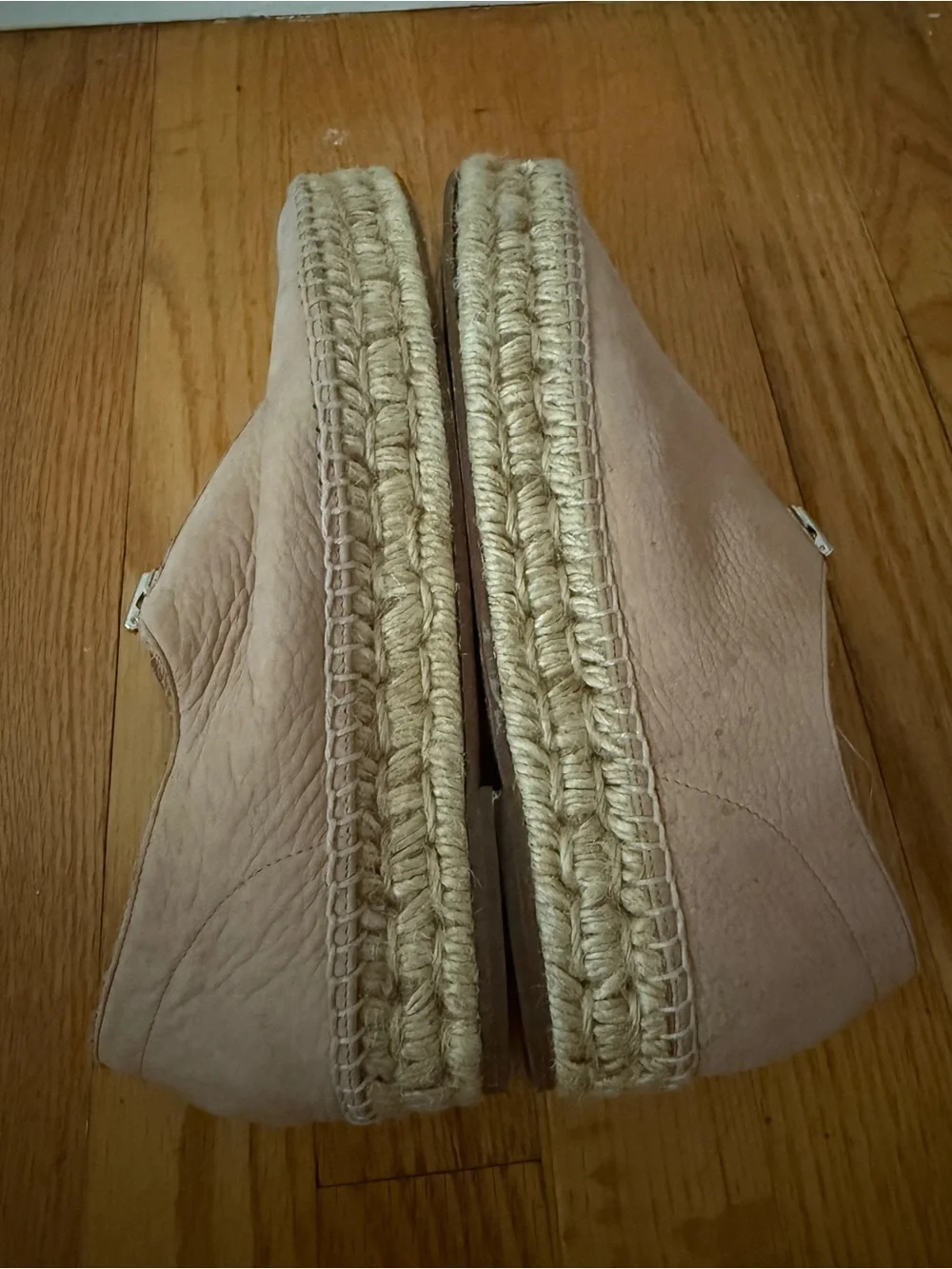 Alexander Wang Blush Suede Zip-Front Espadrille Flats